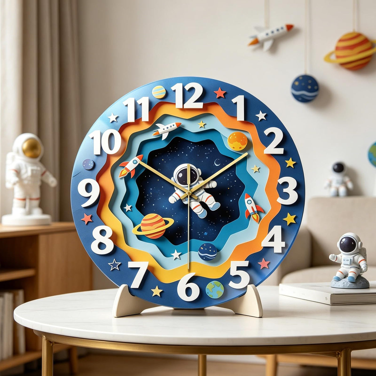 Astronaut Galaxy Wall Clocks Battery Operated (Astronaut in Starry Sky)