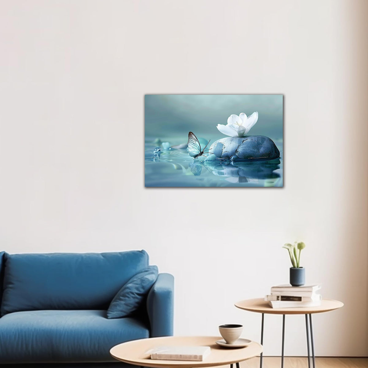 Zen Wall Art White Lotus Flower Canvas Prints for Spa Bathroom Decor (Zen Stones Canvas Frame-21 / 18"L x 12"W)