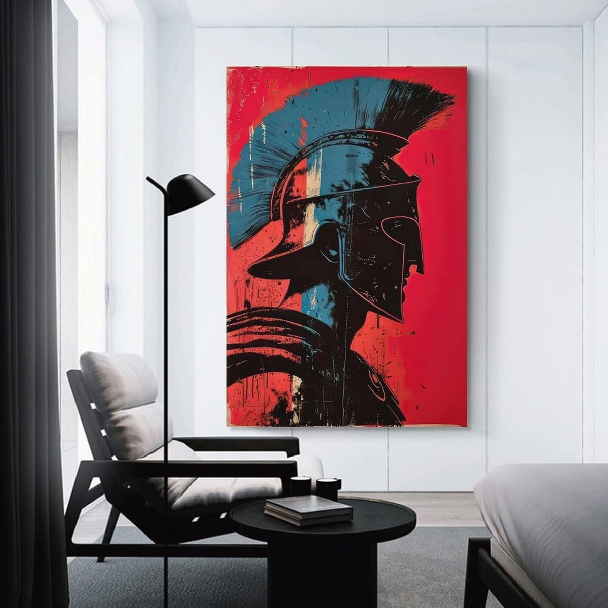Spartan Warrior Profile Canvas Printing Wall Art Prints Wall Decor Posters Red Black Modern Abstract Greek Helmet Minimalist Living Room Bedroom Office Gym Decor 24x36inch (style-10 / 24x36inch(60x90cm) Unframe)