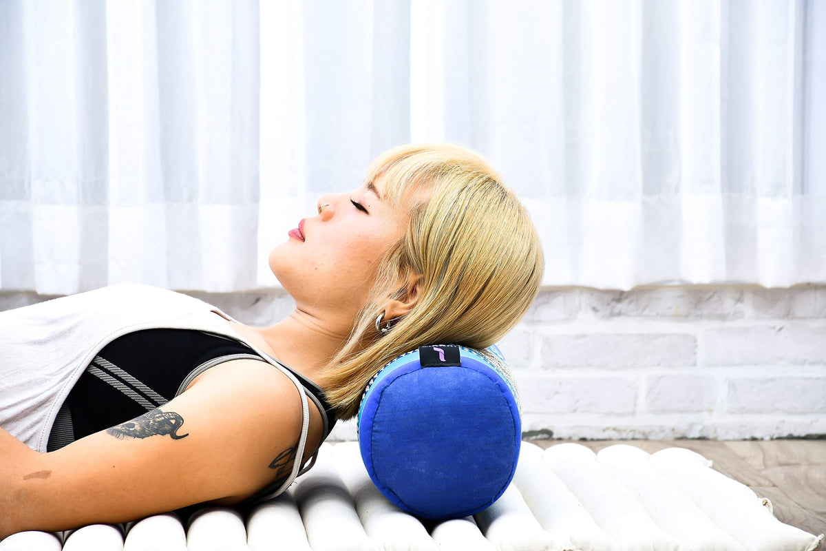 Yoga Bolster 20 x 6 x 6 inches Kapok Roll for Meditation & Massage (Sf28 - Blue)