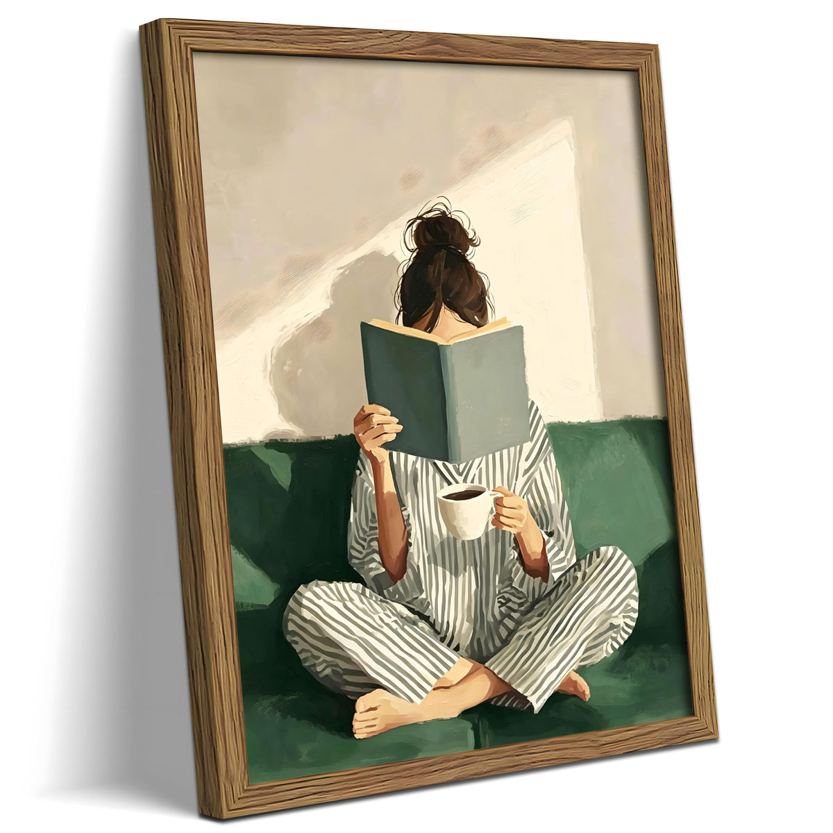 Reading Woman Canvas Wall Art (A-Girl Reading a Book / 24"L x 16"W)