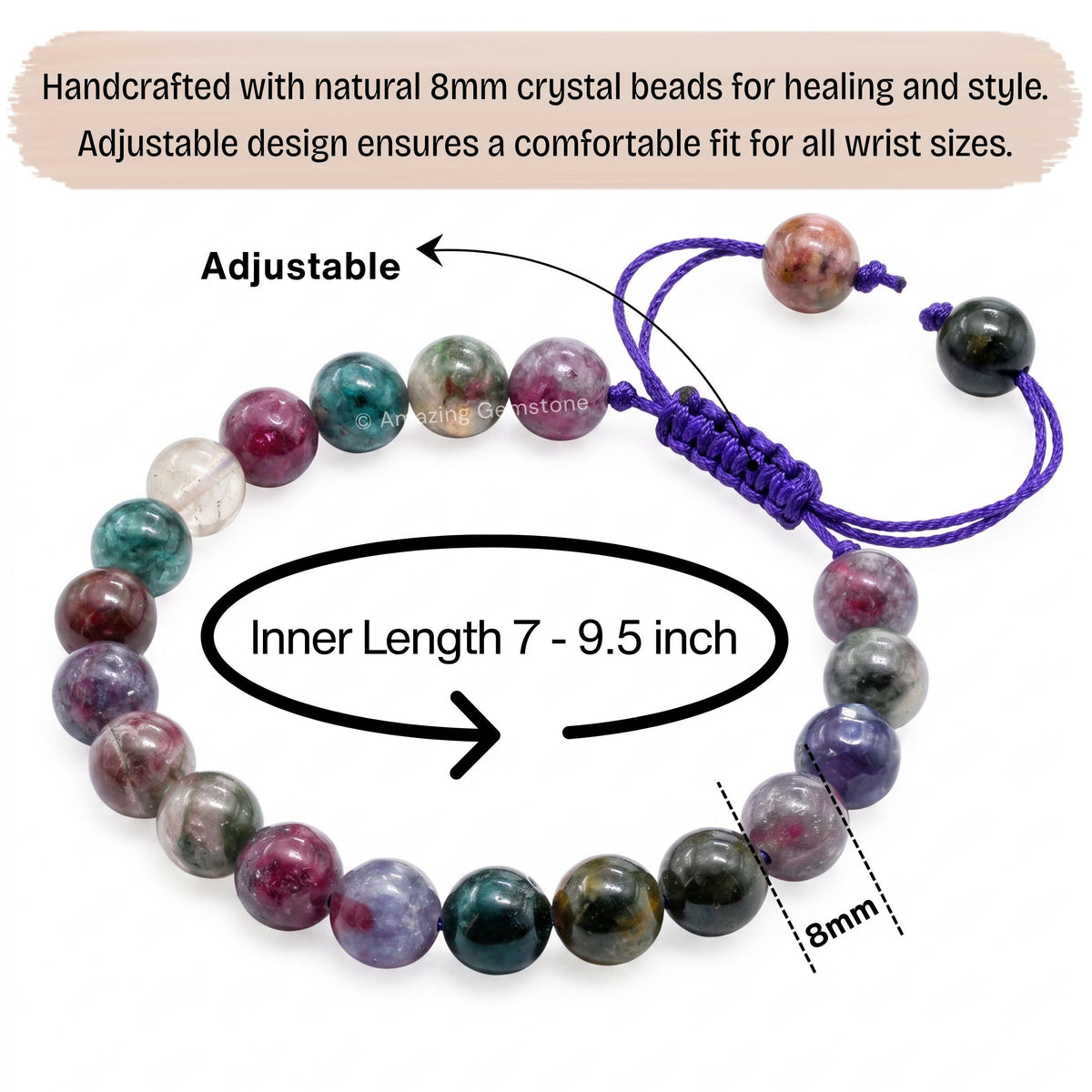 Multi Tourmaline Bracelet for Women Men's Gifts (Multi Tourmaline)
