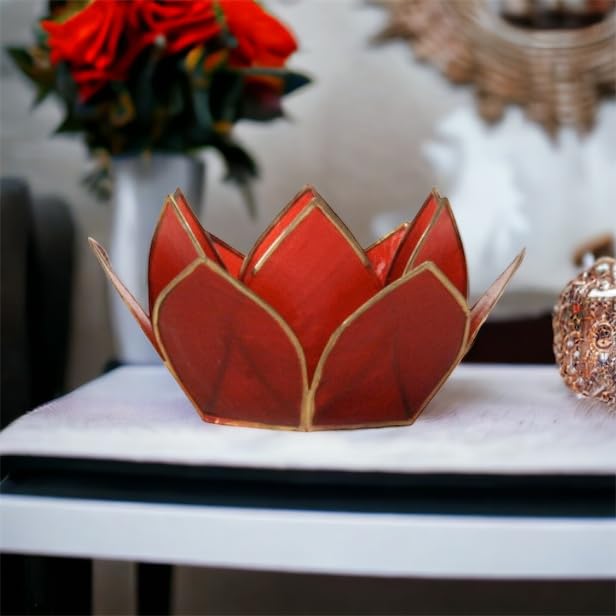 Mini Gemstone Lotus Tealight Holder (Ruby / Mini)