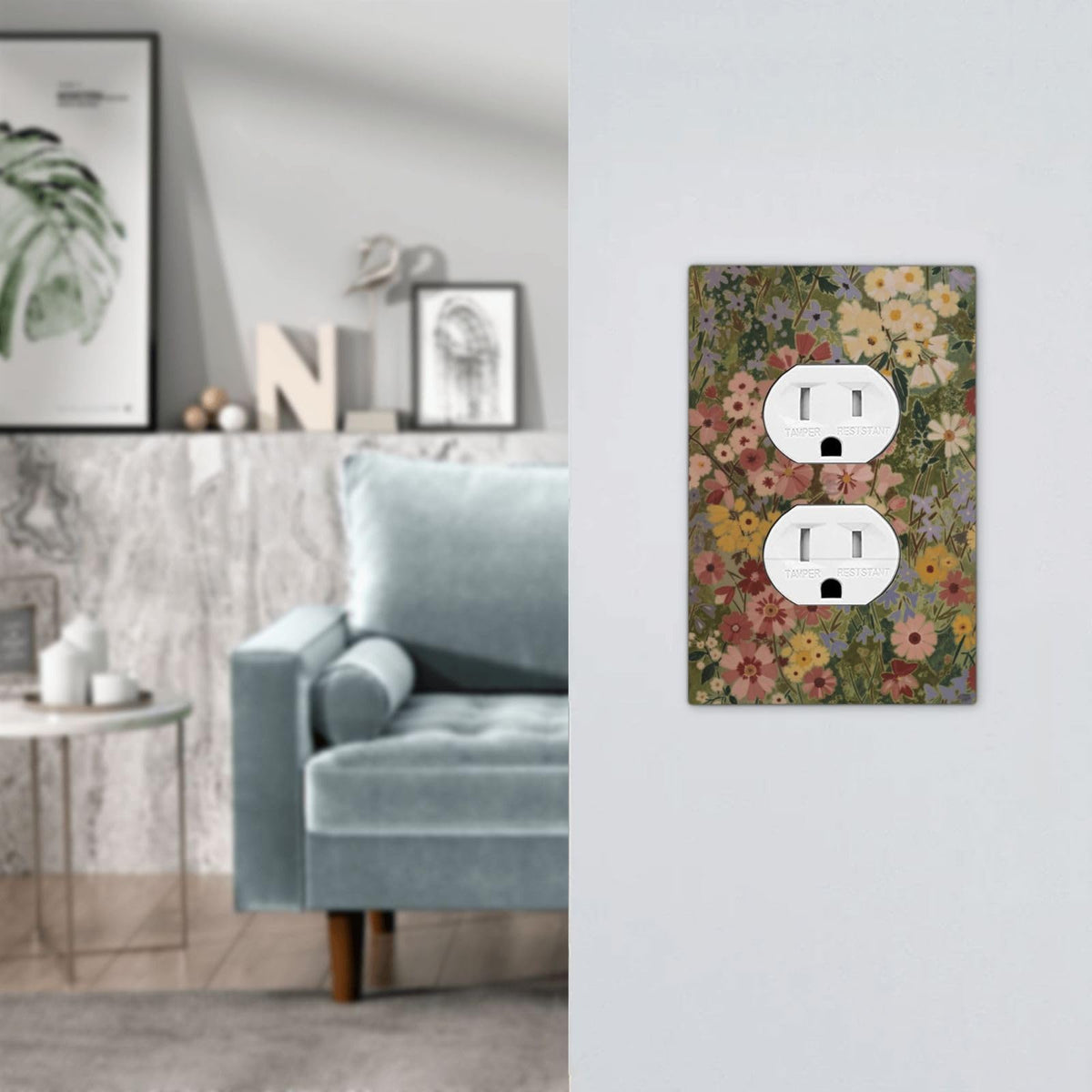 Rustic Colorful Floral Vintage Flower Decorative 1 Gang Receptacle Outlet Cover Electrical Duplex Wall Plate Single Duplex Wall Plate Light Switch Cover (Rustic Colorful Floral Vintage Flower / 1-Gang Duplex Mid)