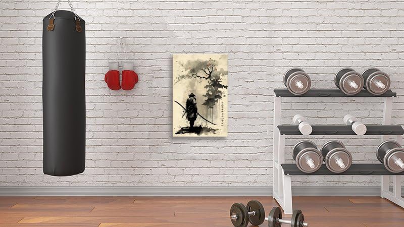 Beautiful Samurai Journey Poster Print by MCAshe Art Printed Beige Aesthetic Wall Decor for Home Office (12"L x 8"W / Frame-2)