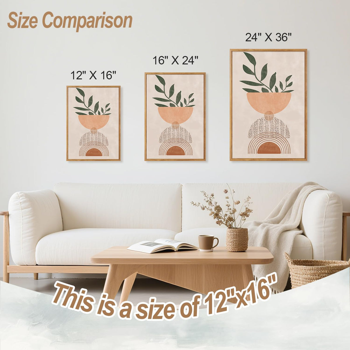 Boho Geometric Framed Canvas Wall Art Set Of 3 (Boho wall art)