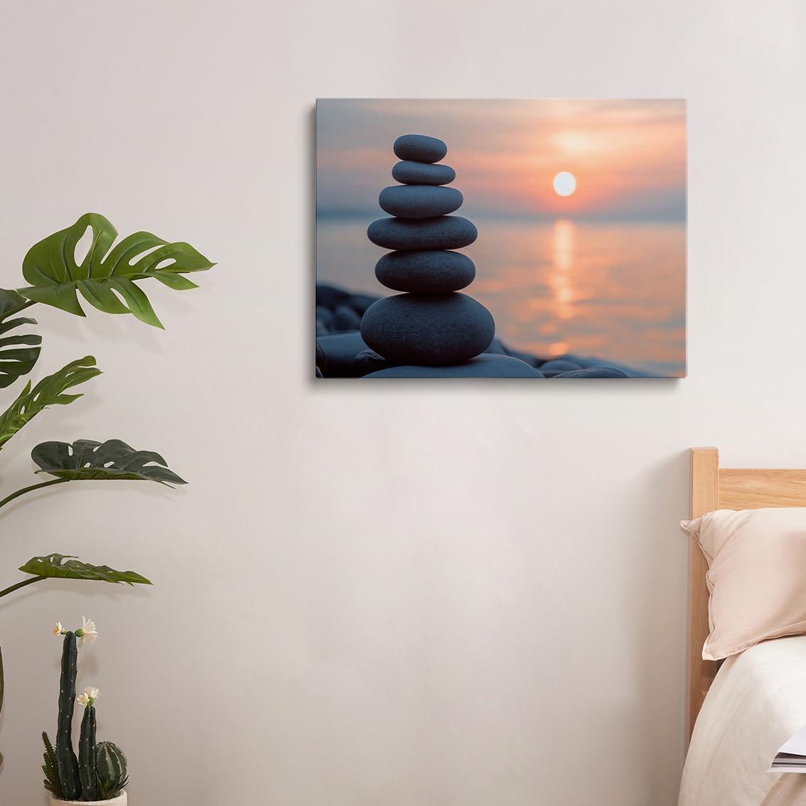 Tranquil Zen Rock Stack Wall Art (Wood Framed-3 / 12"L x 16"W)