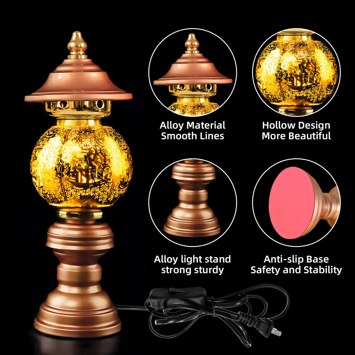 Lotus Flower Lamp 7 Color LED Buddhist Light Meditation Home Decor (Z5-10inch)