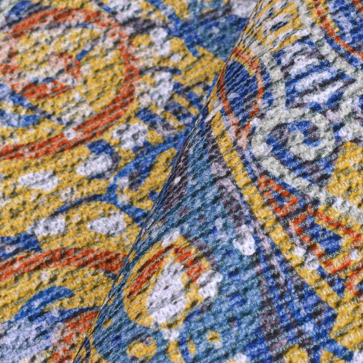 Boho 4Ft Round Washable Rug for Bedroom Farmhouse Hallway Entryway (Yellow / 4' (Round))