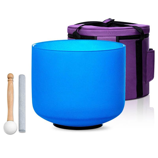 Crystal Singing Bowl 8 in Blue G Note 432Hz with Carrying Case (Blue G Note)
