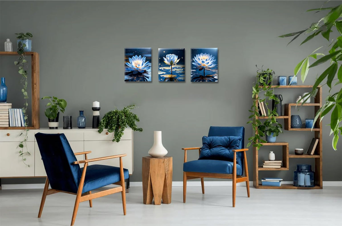 Blue Lotus Flower Wall Art Prints (Framed-Blue Lotus Flower Wall Art)