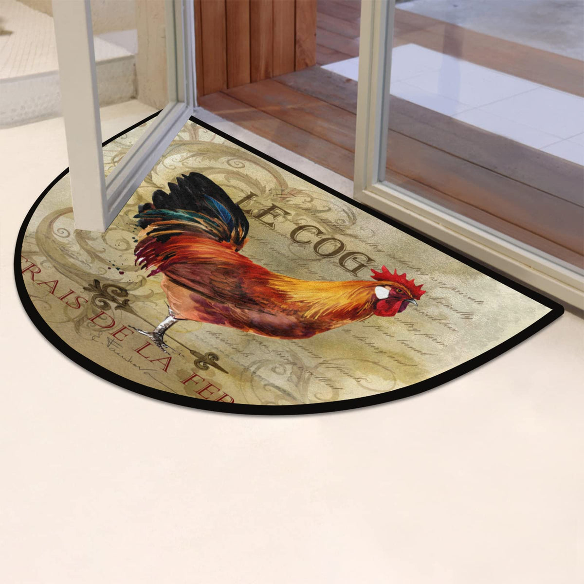 Vintage Rooster Half Round Doormat Vintage Animal Rooster Non (A04:vintage Rooster)