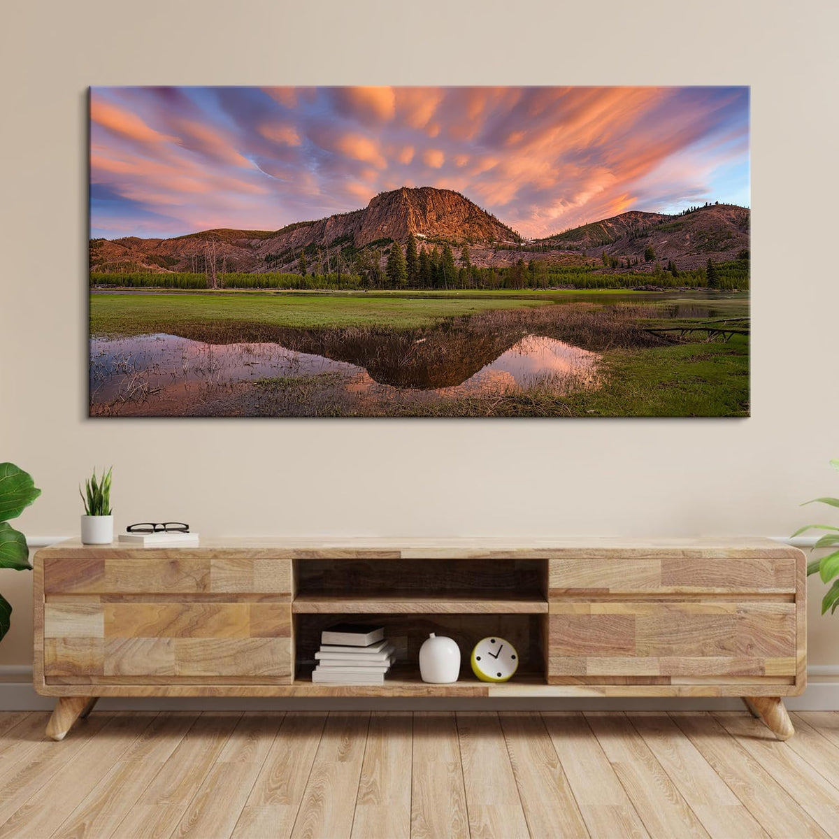 Big Mountain Scenery Wall Art Sunset Mountain Wall Decor for Living Room Forest Trees Paintings Picture USA National Parks Canvas Prints Realism Artwork for Bedroom Office Home Decorations 30x60" (60"L x 30"W / Field02)