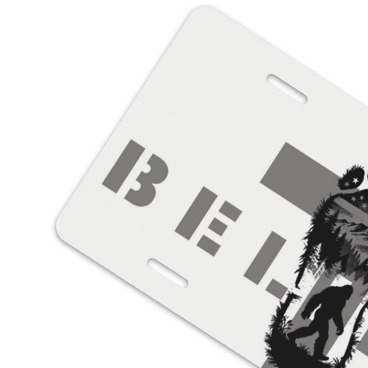 Believe Big Foot Christian Cross American Flag Adventure Mountain Front License Plate Aluminum Decorative License Plates Metal Car Plate 6"X12" Novelty Vanity Tag Cover with 4 Holes Car Decor (Purple / 6 X 12 Inch)