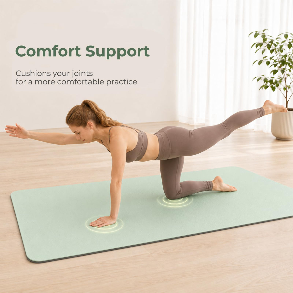TPE Yoga Mat 72"x24" (Green Grey / 72*24*0.3inch)
