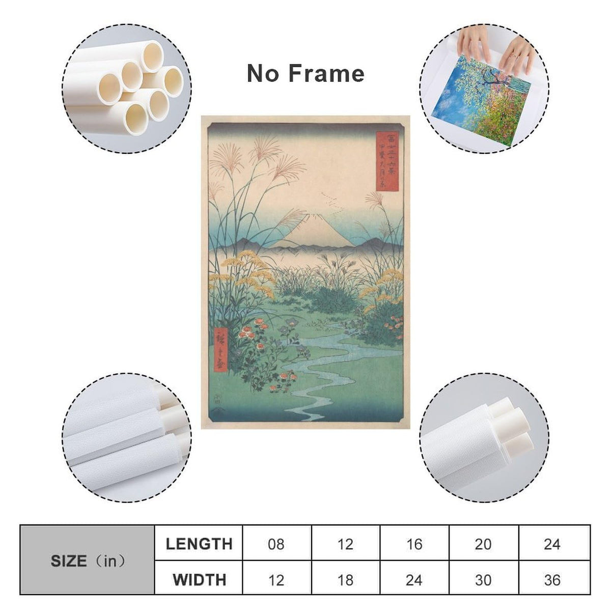 Hiroshige Japanese Oriental Ukiyo E Mount Fuji Landscape Canvas Printing Wall Art Prints Wall Decor Posters Vintage Zen Nature River Scene Minimalist Living Room Bedroom Study 16x24inch (style-8 / 16x24inch(40x60cm) Unframe)