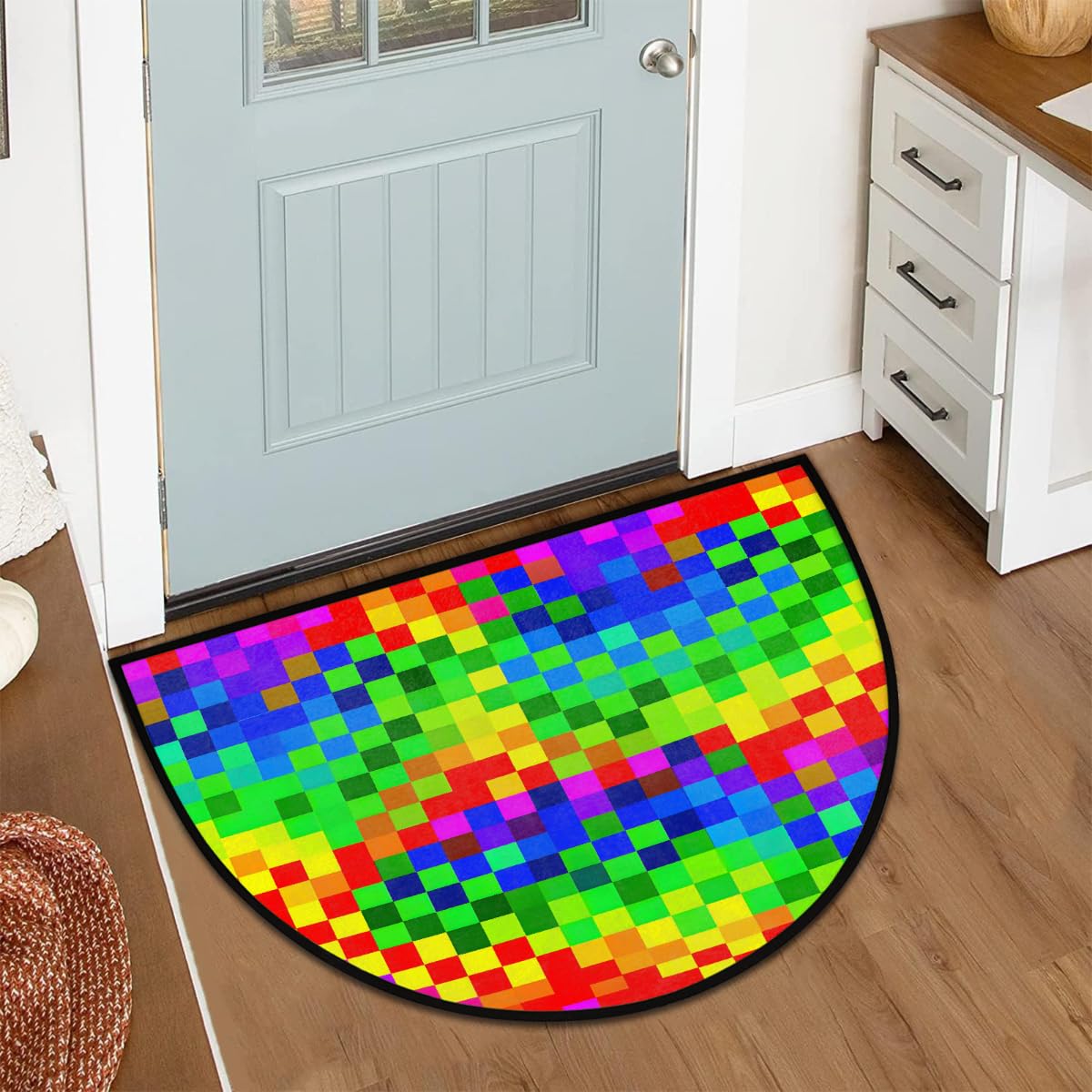 Rainbow Half Round Door Mat Semi Moon Rug Fireplace Carpet Area Rugs (Color11)