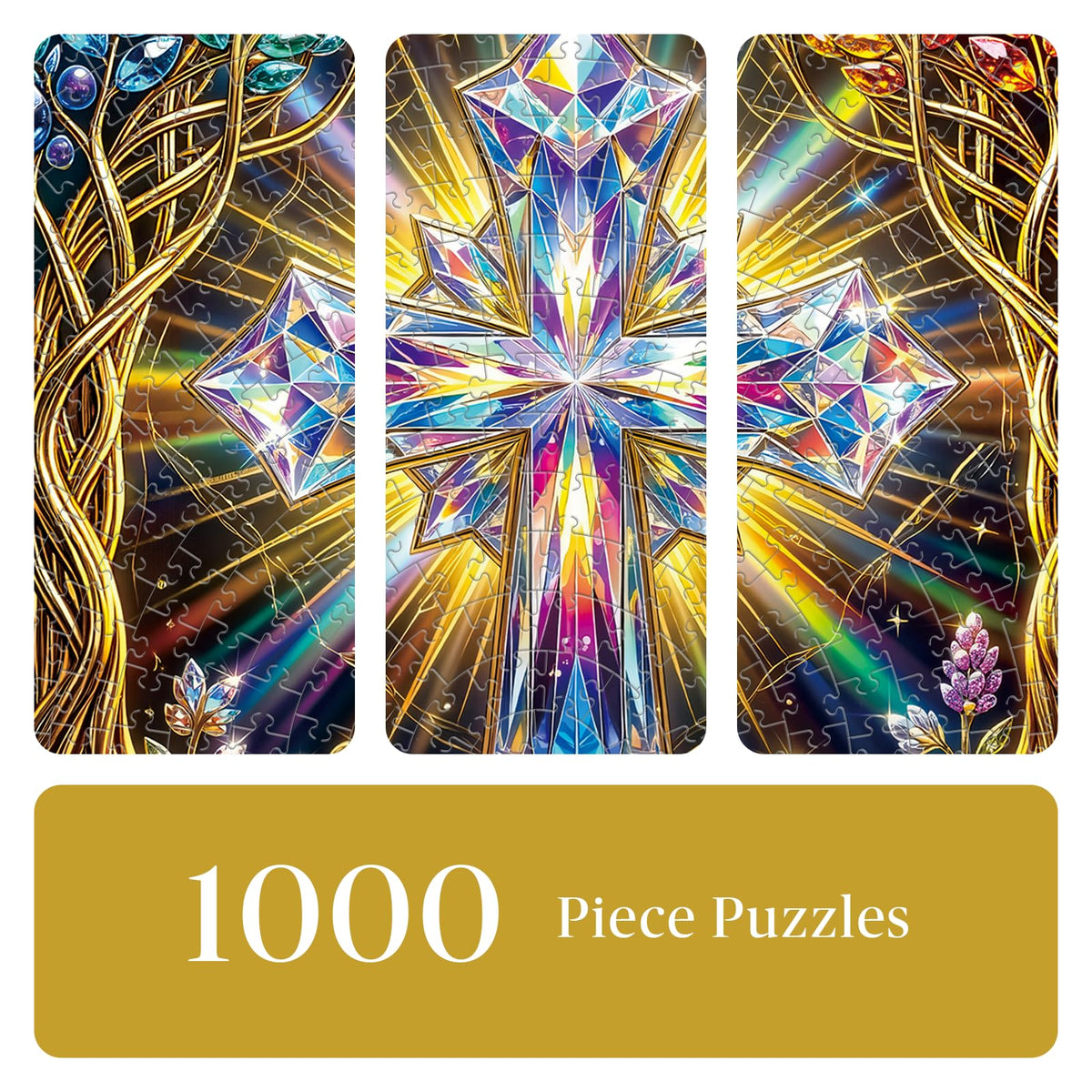 1000 Piece Jigsaw Round Puzzle for Adults (D-golden Cross)