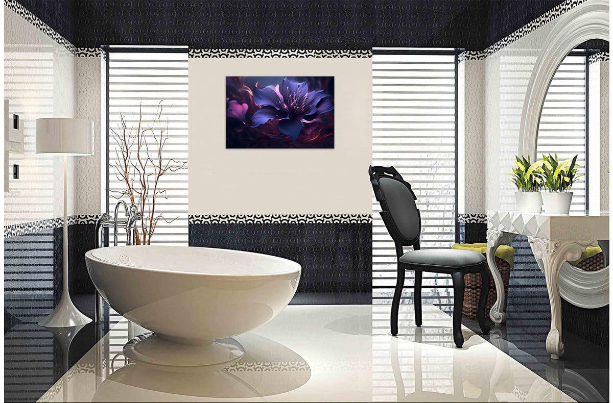 1 Pcs Purple Picture Purple Canvas Purple Pictures for Bedroom Wall Purple Flower with Swirls Print on Canvas Purple Flower Canvas for Home Decor Living Room Stretched and Framed 12x18 inch (18"L x 12"W / Purple Flower 3)