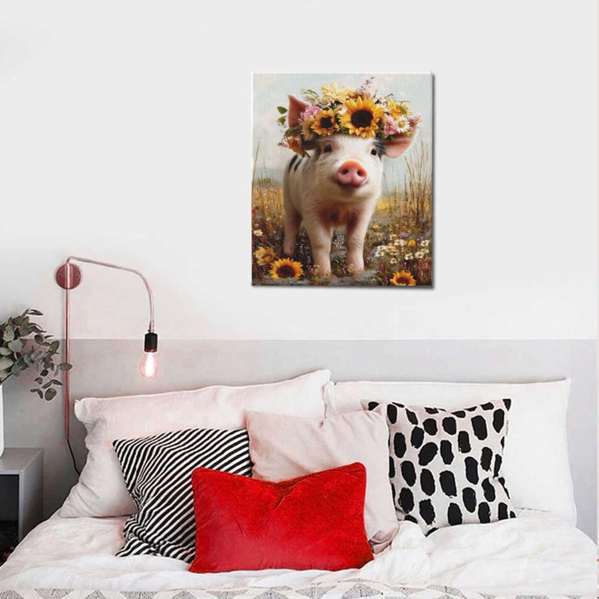Rustic Pig Nursery Wall Art For Kids Cute Animal Bathroom Canvas Wall Decor Country Pictures Paintings Prints Artwork Framed Decorations For Girls Boys Children's Room Bedroom Living Room Gifts 20" x 24" (Pig / 24"L x 20"W)