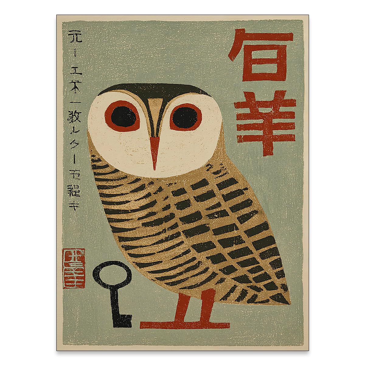 Japanese Animal Poster Prints Vintage Owl Canvas Wall Art Minimalist Bird Painting Nature Rustic Artwork 12x16in Unframed for Mid Century Lndie Room Bedroom Living Room Gallery Decor (Unframed / Japanese Wall Art / 16"L x 12"W)