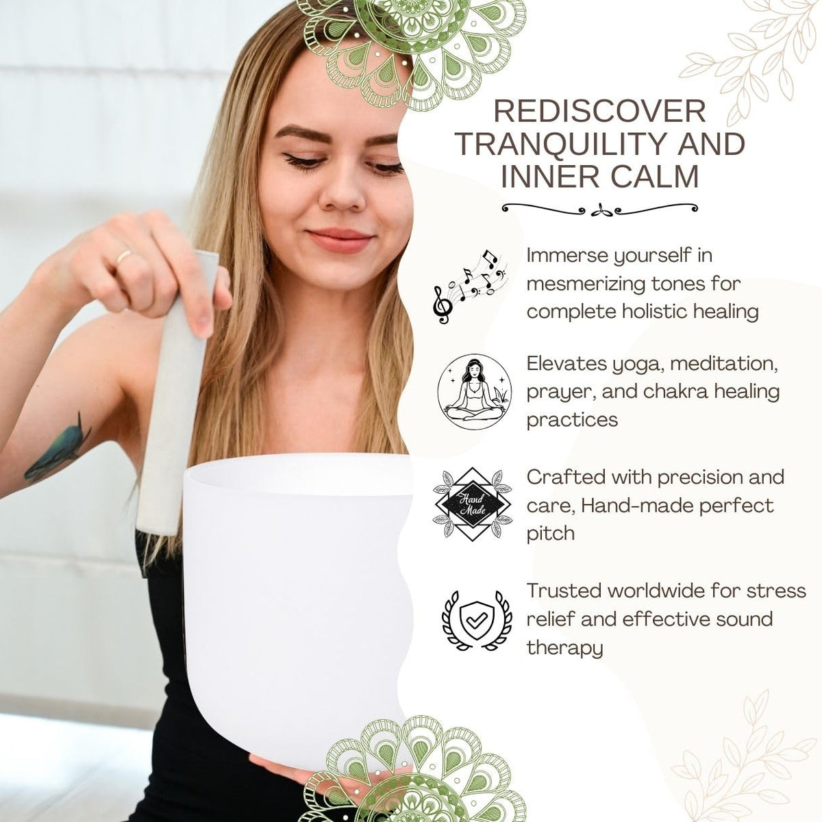 Crystal Singing Bowl 8 inch White F Note 432Hz with Carrying Case (8 Inch F)