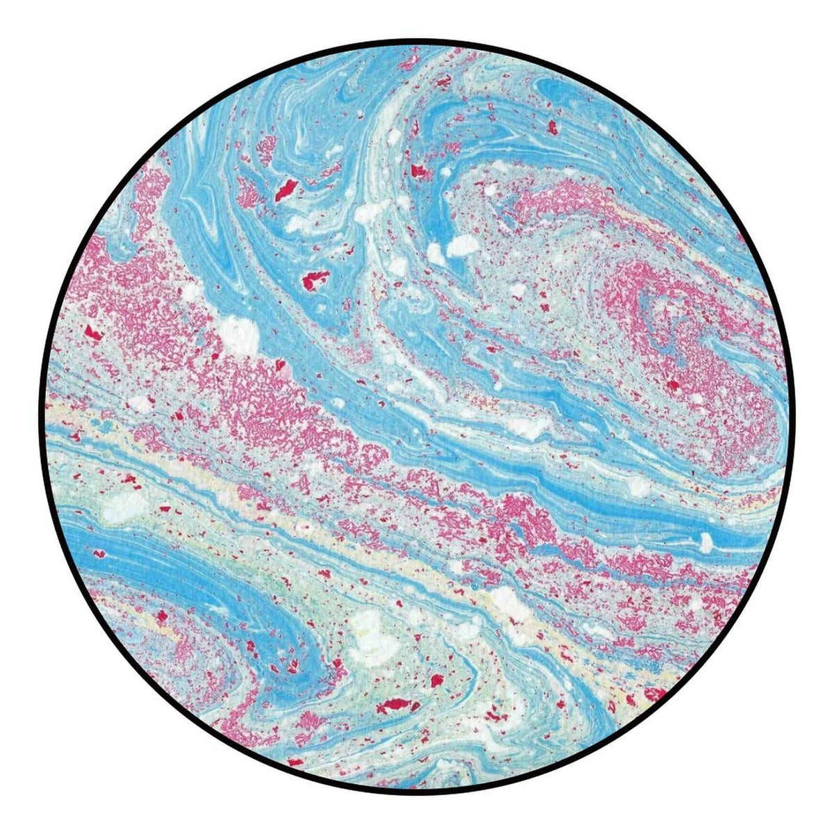 Round Area Rugs 4 FT Washable Non Slip Circle Rug (Blue Colorful Swirl Texture / 4' (Round))