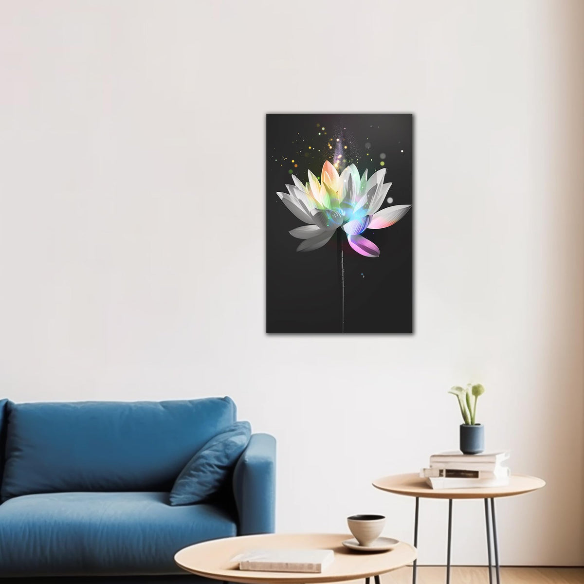 Zen Wall Art White Lotus Flower Canvas Art Print for Spa Bathroom Decor (Zen Stones Canvas Frame-07 / 18"L x 12"W)