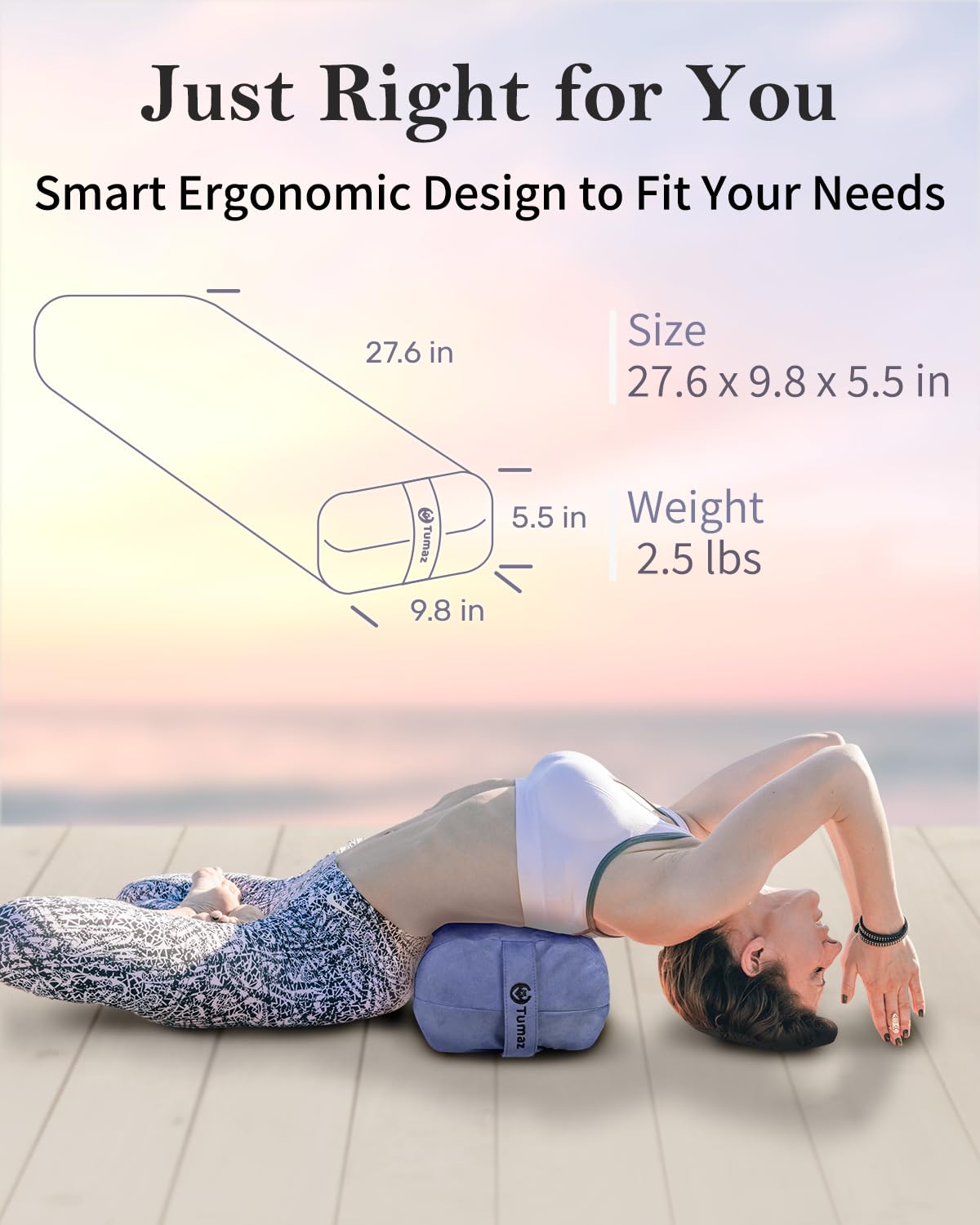 Yoga Bolster Set (Classic Blue / 27.6" x 9.8" x 5")