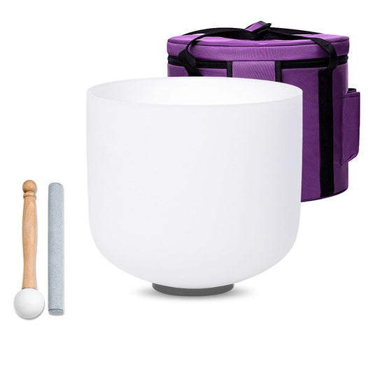Crystal Singing Bowl 8 inch White A Note 432Hz with Carrying Case (8 Inch A)