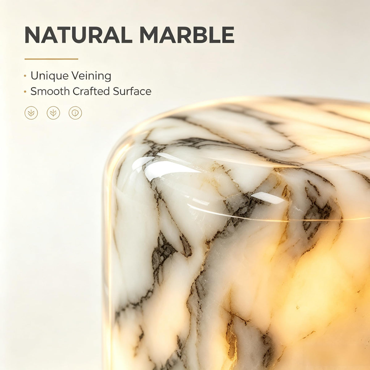 Natural Marble Lamp Cordless Touch Control Night Light 3 (Gold Calacatta)