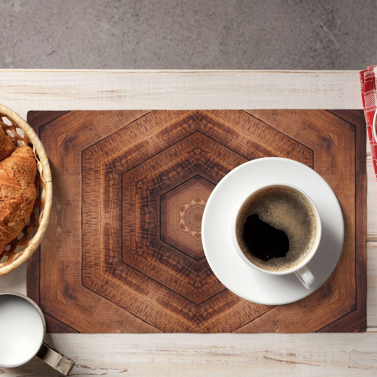 Placemats Mandala Wood Grain Place Mat Set of 4 Pieces Heat (4PCS / Mandala Wood Grain)