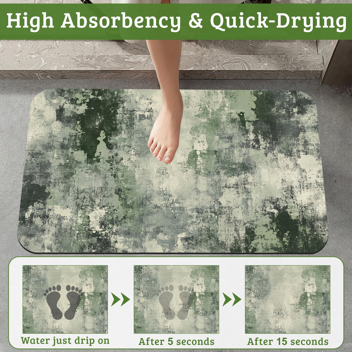 Abstract Grunge Gray Bathroom Rugs Thin Bath Mat Non Slip Washable (Abstract Grunge Gray)