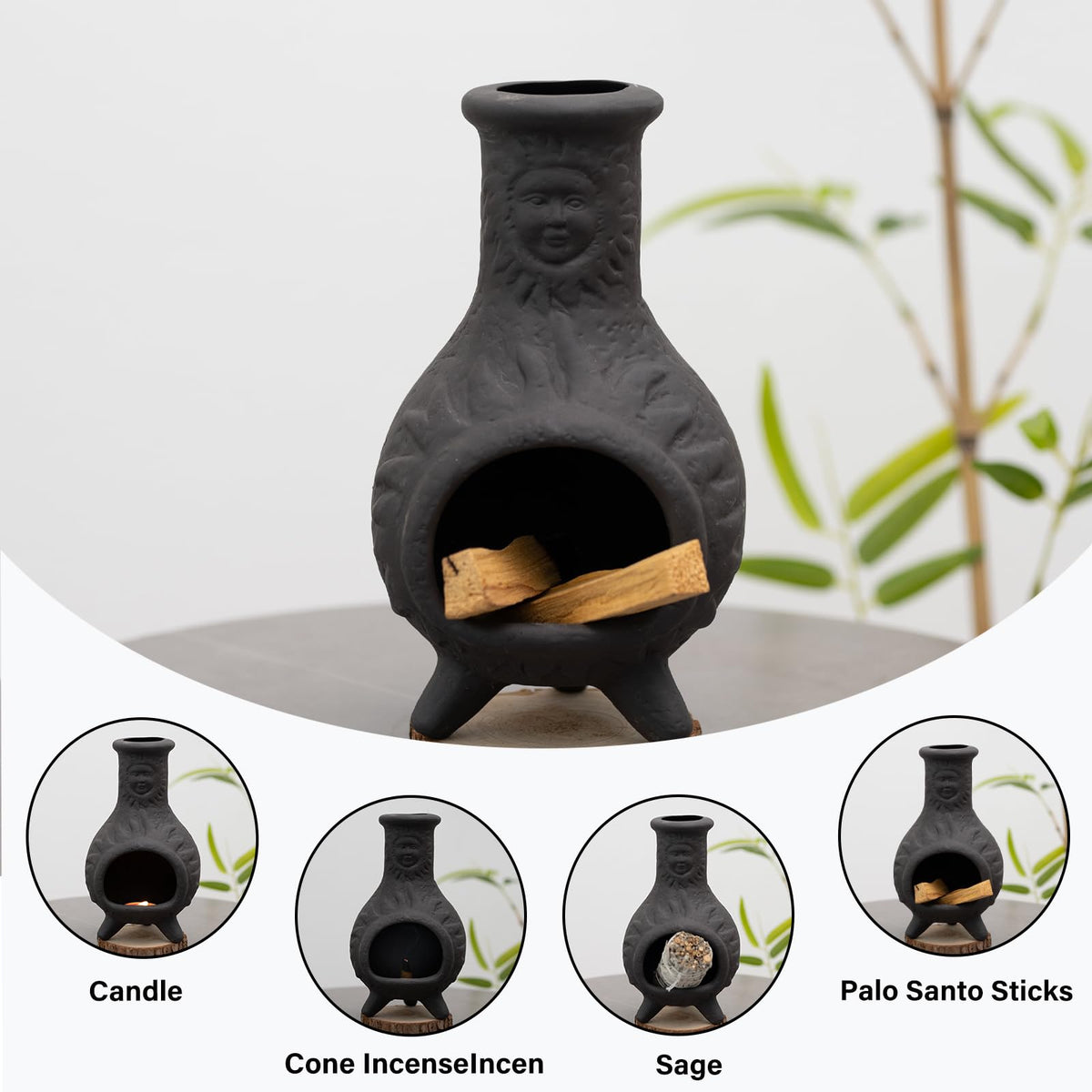 Sun Face Palo Santo Holder (Black -Sun Face Palo Santo Holder)