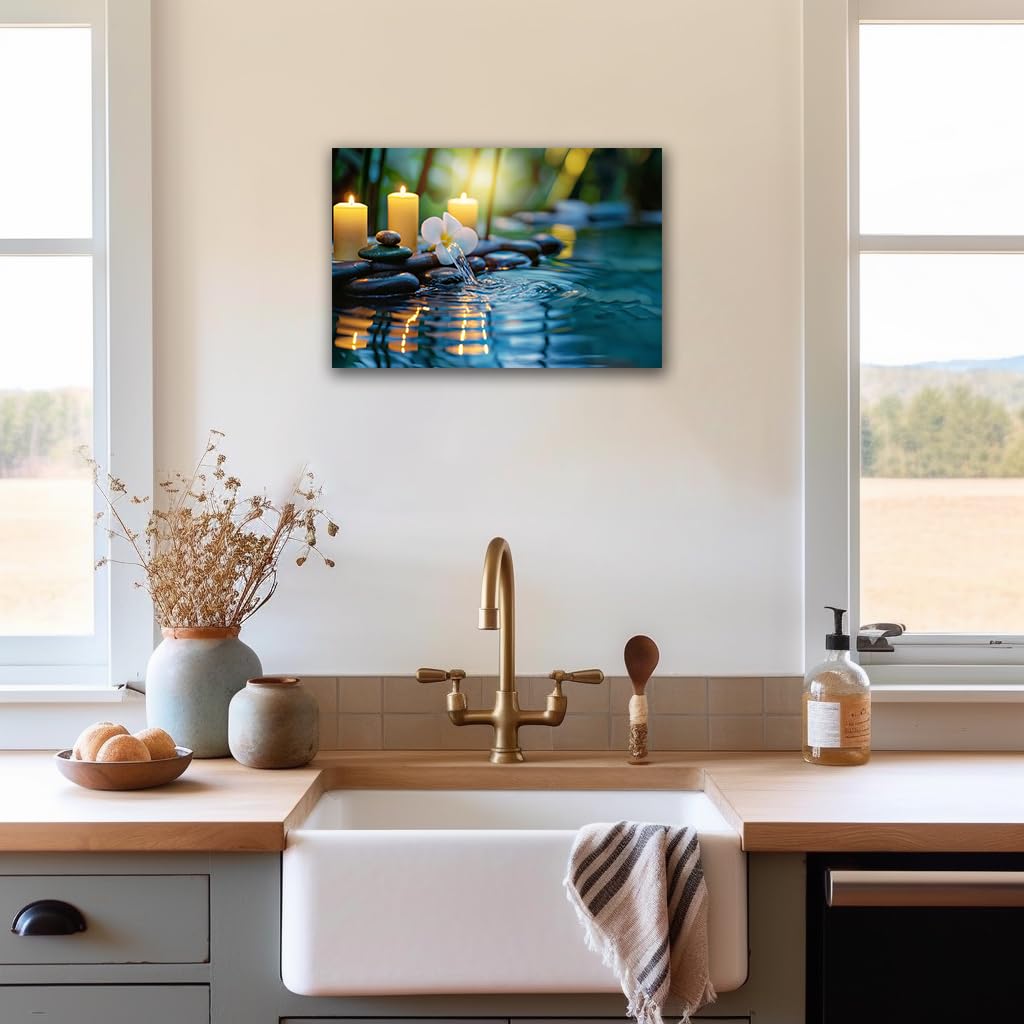 Zen Wall Art Zen Black Stone Canvas Prints for Meditation Office Decor (Zen Stones Canvas Frame-09 / 18"L x 12"W)