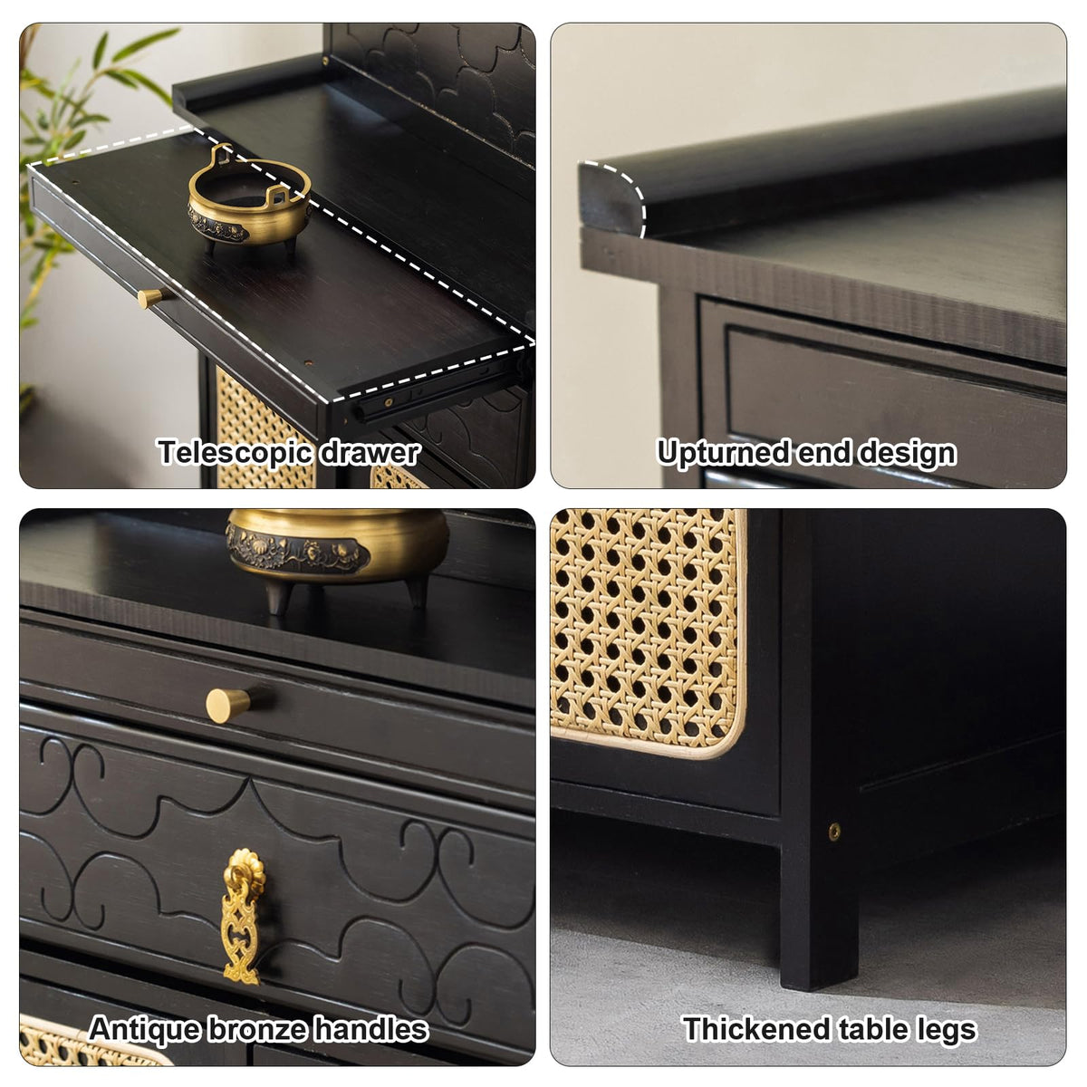Bamboo Altar Table (15.7 / without Elevated Platform / Black)