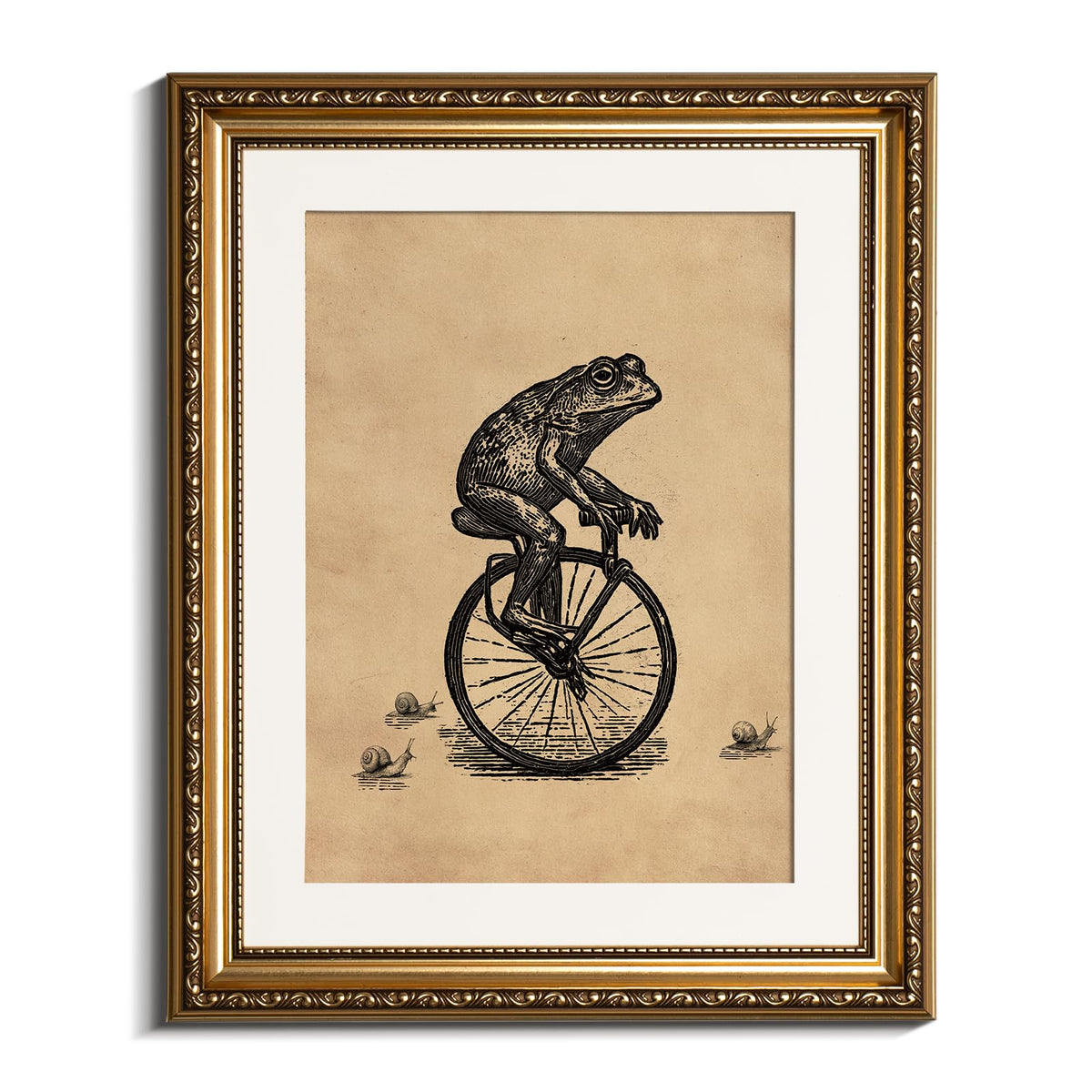 Whimsical Frog Unicycle Wall Art for Bathroom (Unicycle frog / 16"L x 13"W)