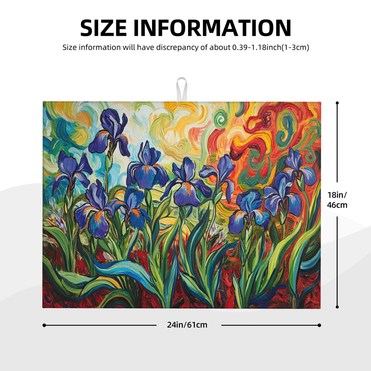 watercolor Flowers Dish Drying Mat for Kitchen Counter Microfiber Super Absorbent Non (Iris Flowers)