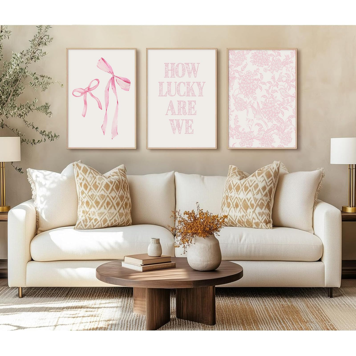 Pink Bow Floral Wall Art Preppy Aesthetic Canvas Wall Decor Trendy Coquette Posters Pink Bow Pictures Chinoiserie Flower Prints Painting for Girls Dorm College Apartment 12x16 Inch Unframed Set of 3 (Pink Art / 12x16 Inch Unframed)