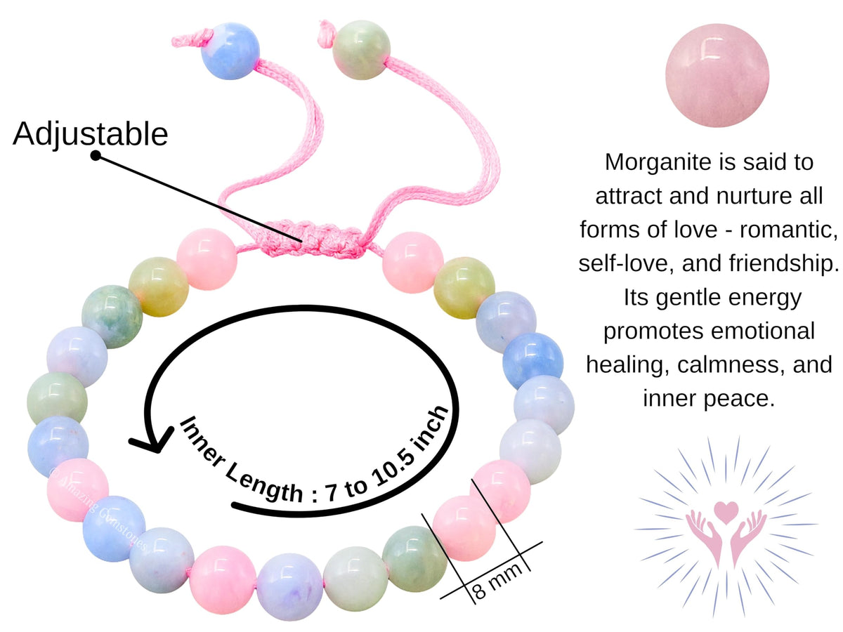 Natural Morganite Bracelet for Women Men's Gifts (Natural Morganite)