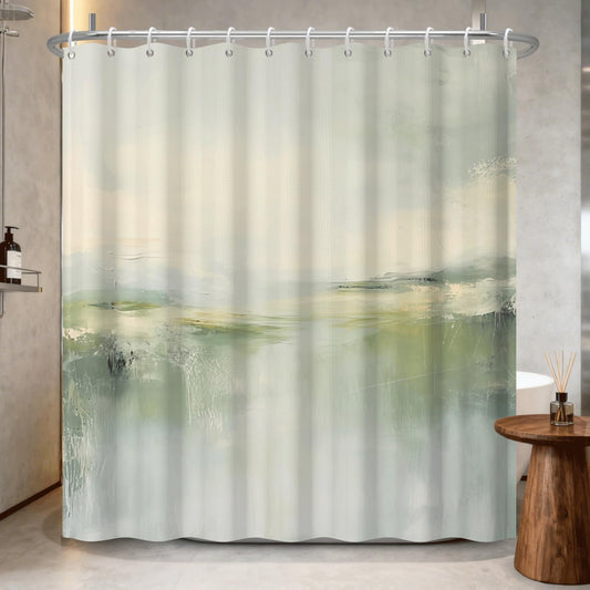 Abstract Watercolor Shower Curtain with Hooks (Abstract Landscape)