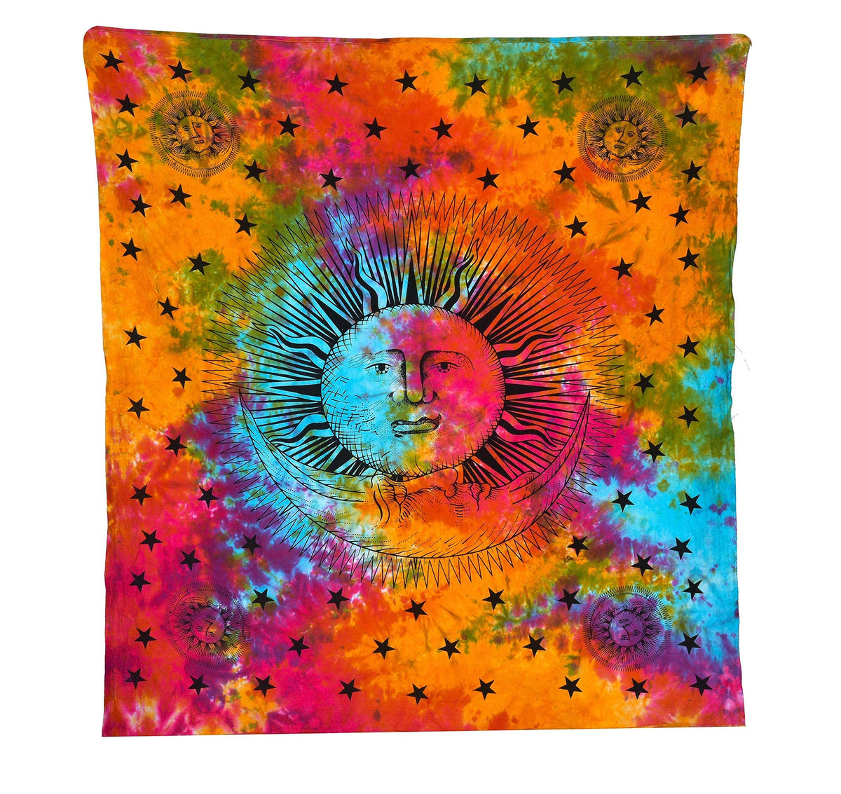 Tie Dye Mandala Tapestry (Rainbow / 60"L x 54"W)
