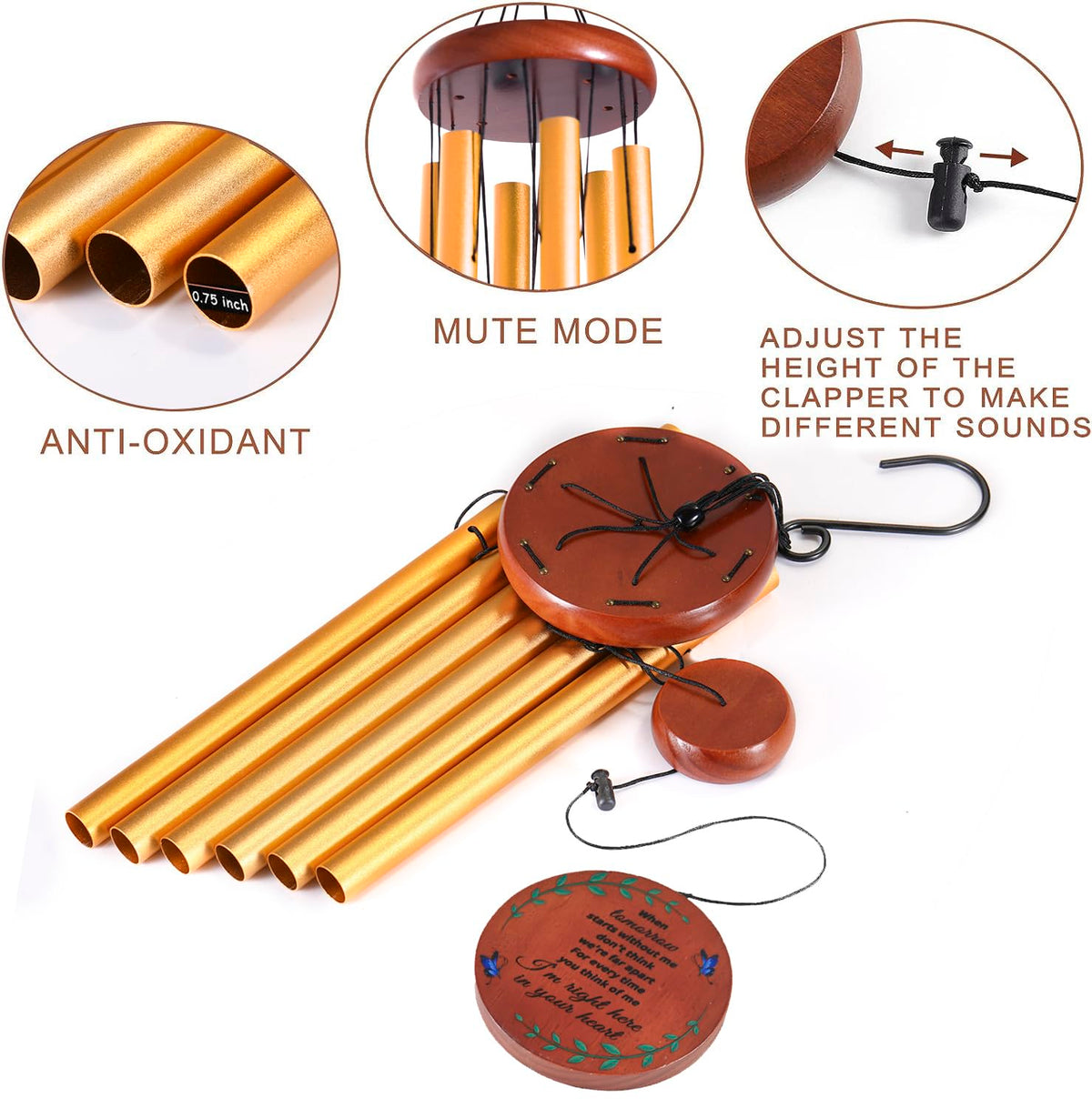 Memorial Wind Chimes (Gold - Round Design)