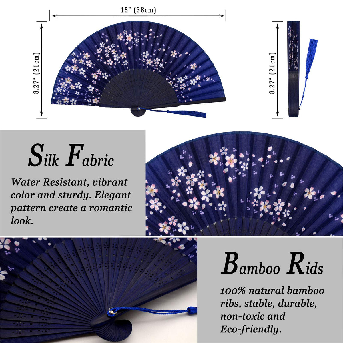 Small Folding Hand Fan (Little Sakura-blue)