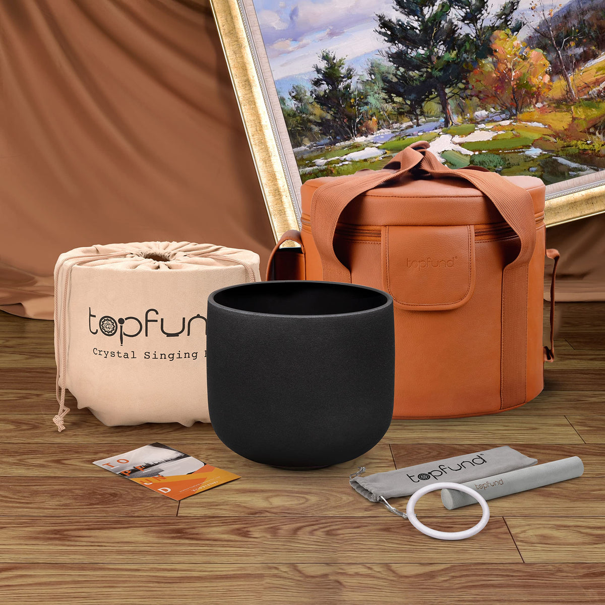 Black B Note Crystal Singing Bowl 8 inch Crown Chakra with Artificial Leather Carrying Case and Suede Mallet (8 inch Black / B Note)