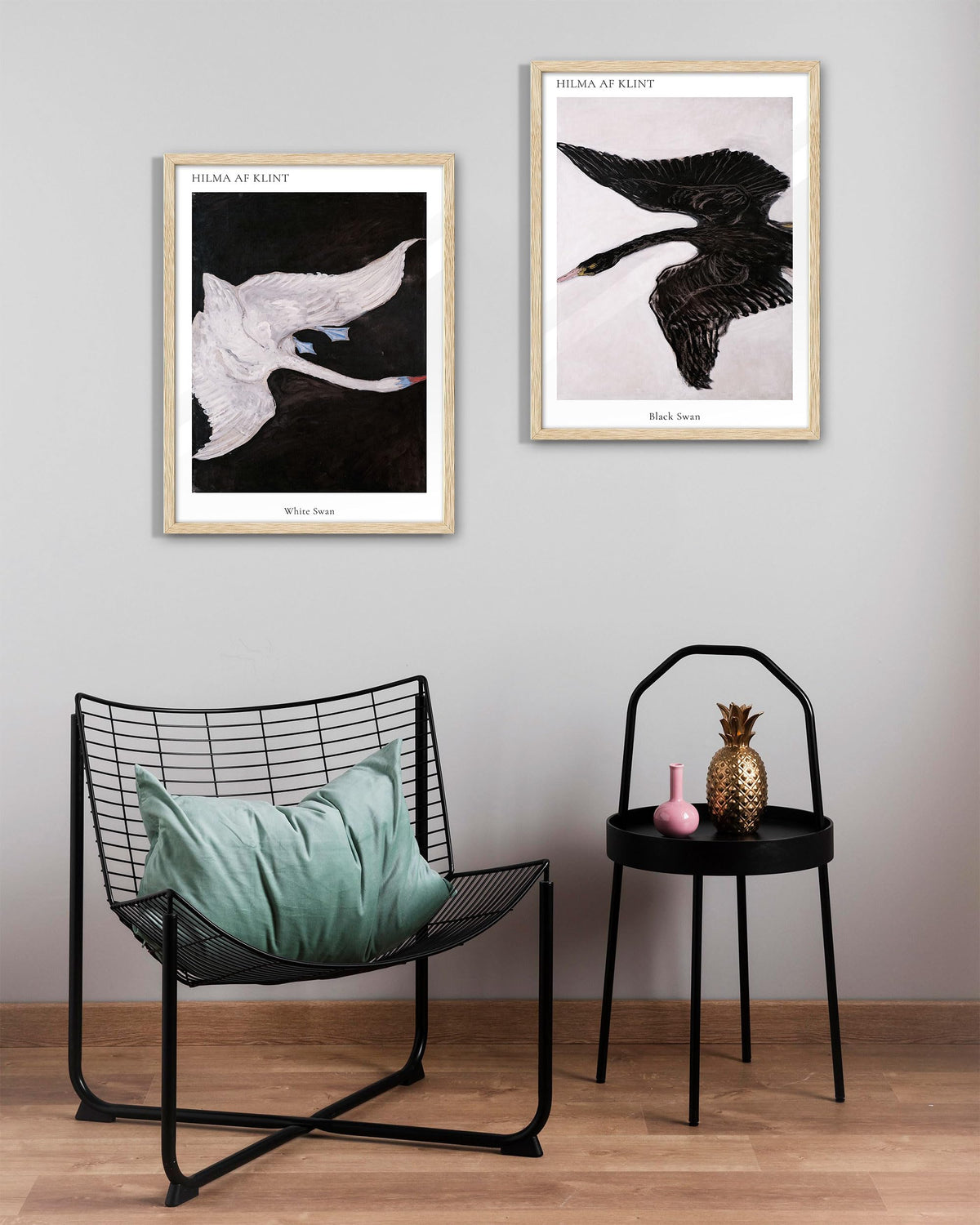 12x16 in Abstract White Swan Scandinavian Framed Wall Art (Framed White Swan / 16"L x 12"W)