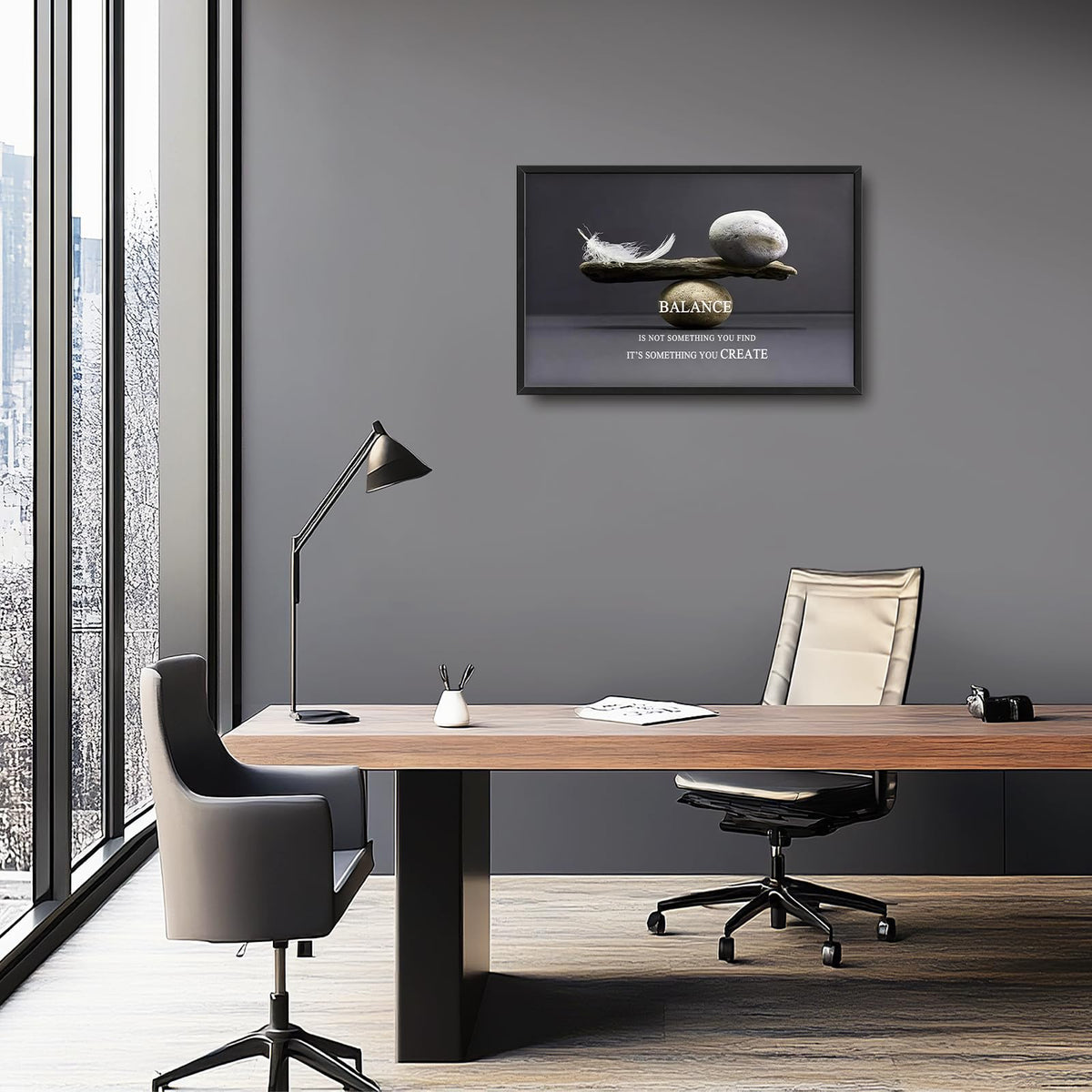 Zen Large Wall Art Motivational Quotes Office Wall Decor Inspirational Balance Stone Pictures Canvas Prints Framed Artwork Home Decorations Above Over Bed for Living Room Bathroom 36"x24" (Balance Stone / 36"L x 24"W)
