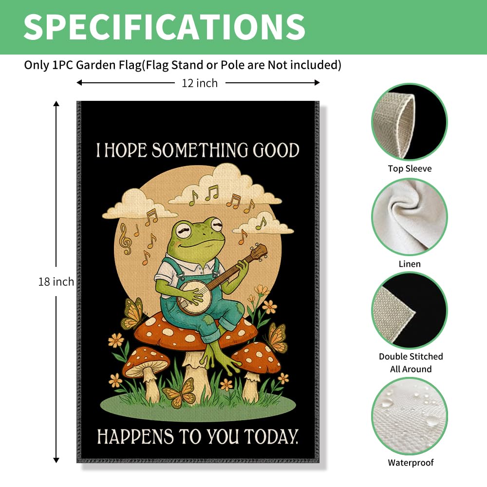 Today Kindness Peace Inspirational Frog Garden Flag 12x18 (Beige105)