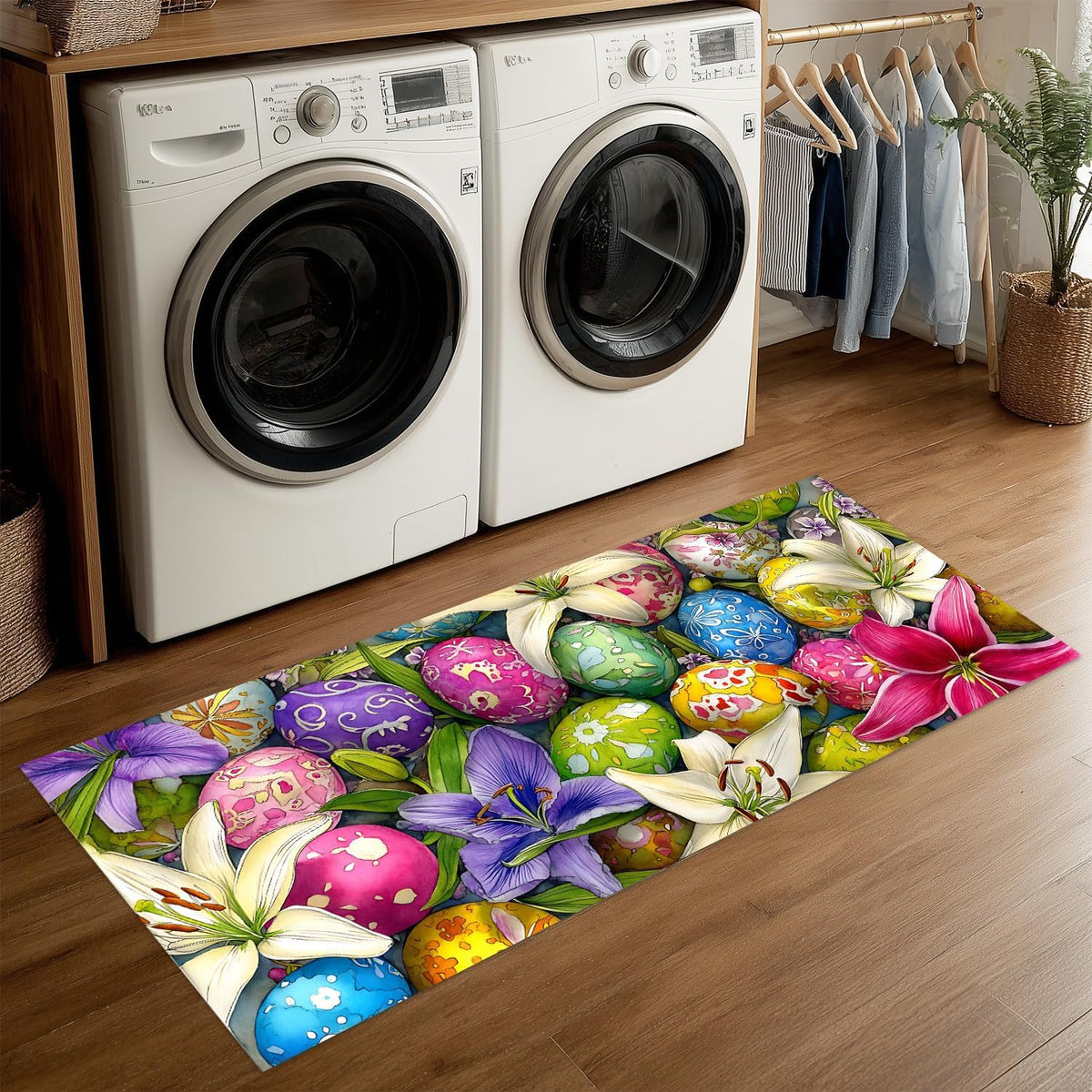 Spring Floral Laundry Room Rug 20x47 Inch (#70)