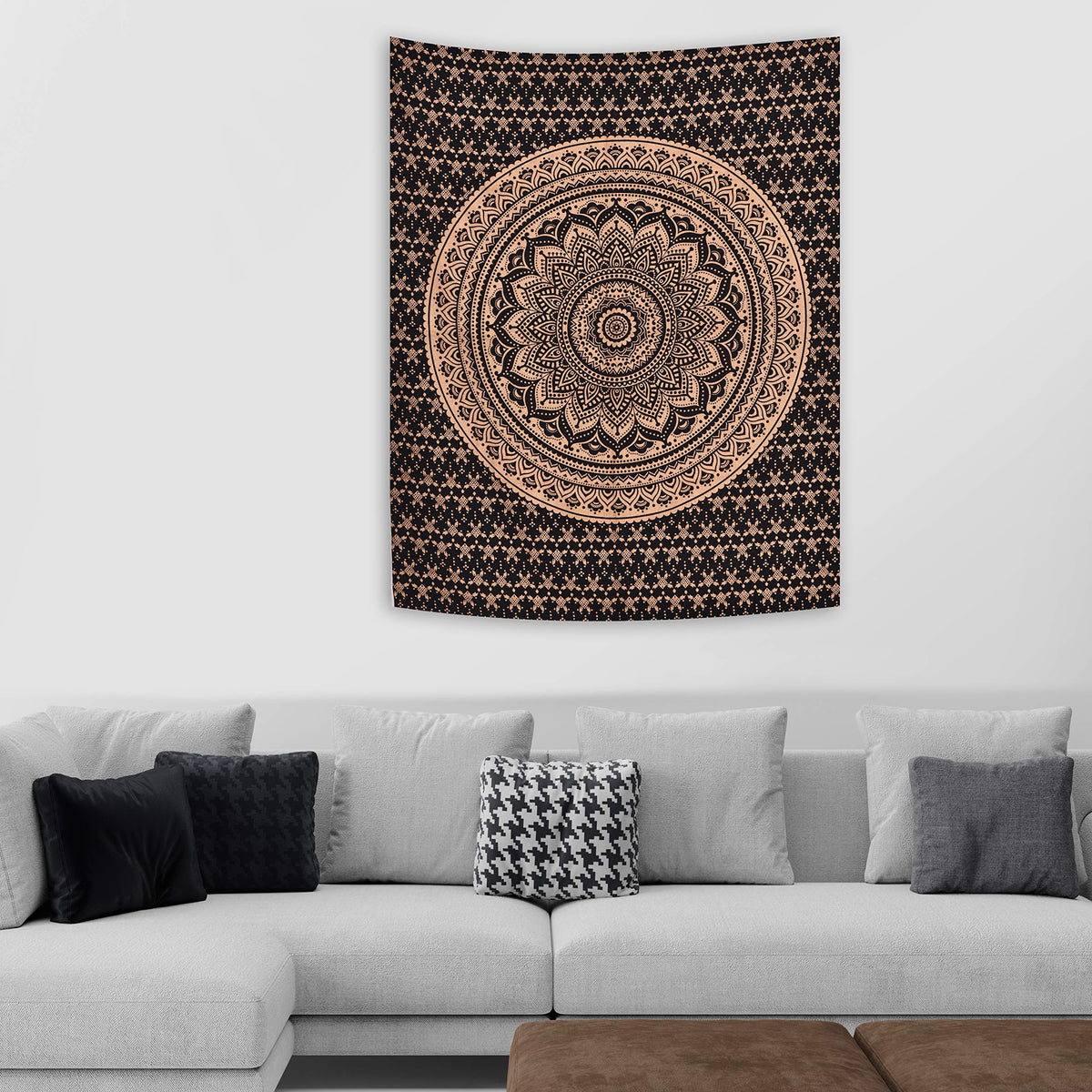 Ombre Wall Hanging Bohemian Tapestry (Black Gold / 60"L x 54"W)
